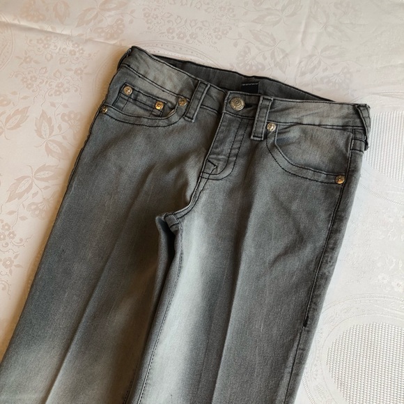 True Religion Ricky Relaxed-Fit Straight Gray Jeans Denim Pants Girls Size 12 - Picture 15 of 16